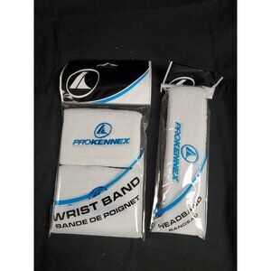 PRO KENNEX Wristband & Headband 3pcs Set White Blue Logo NEW